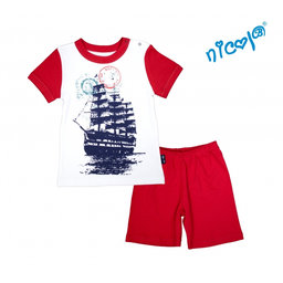 Dojčenské pyžamo krátke Nicol, Sailor  - biele/červené, vel. 86