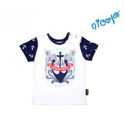 Dojčenské bavlnené tričko Nicol, Sailor - krátky rukáv, biele