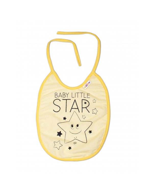 Nepromokavý podbradník, 24 x 23 cm Baby Nellys veľký Baby Little Star - žltá