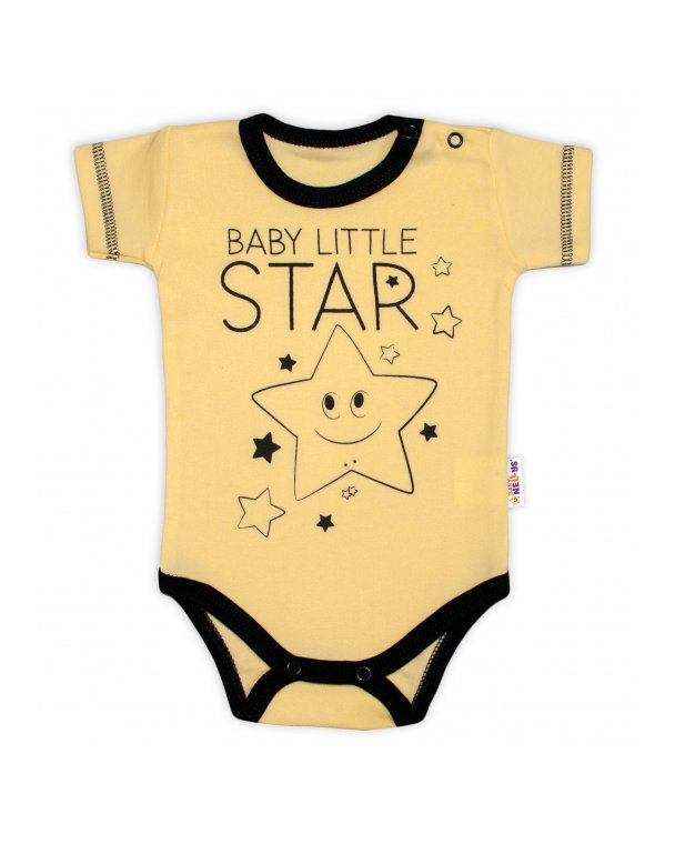 Body krátky rukáv Baby Nellys, Baby Little Star - žlté, veľ. 74