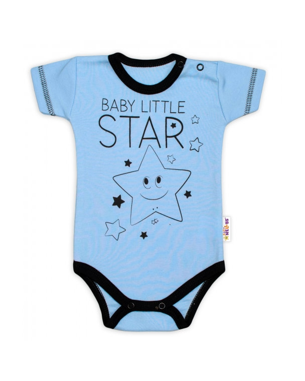 Body krátky rukáv Baby Nellys, Baby Little Star - modré, veľ. 74