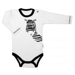 Baby Nellys Body dlhý rukáv, biele, Zebra, veľ. 56