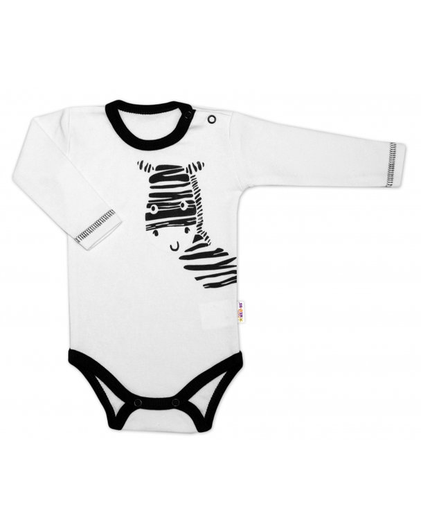 Baby Nellys Body dlhý rukáv, biele, Zebra, veľ. 56