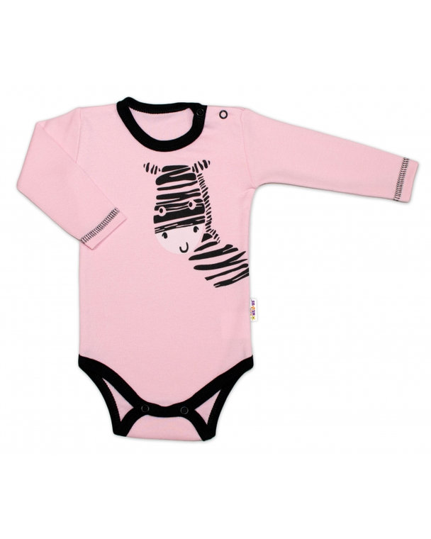 Baby Nellys Body dlhý rukáv, ružové, Zebra, veľ. 68