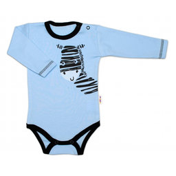 Baby Nellys Body dlhý rukáv, modré, Zebra, veľ. 56