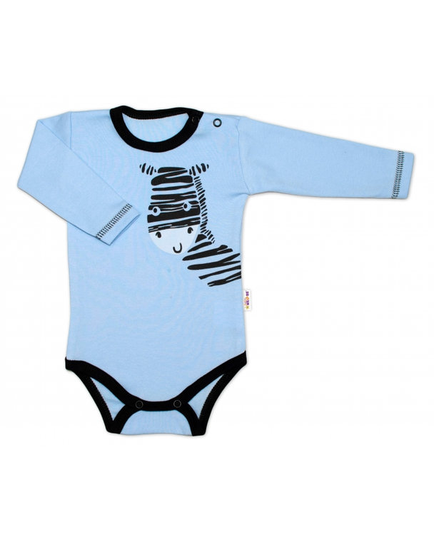 Baby Nellys Body dlhý rukáv, modré, Zebra, veľ. 56