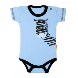 Body krátky rukáv Baby Nellys, Zebra - modré, veľ. 56