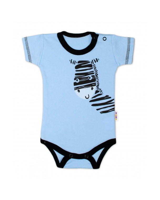 Body krátky rukáv Baby Nellys, Zebra - modré, veľ. 56