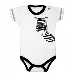 Body krátky rukáv Baby Nellys, Zebra - biele, veľ. 56