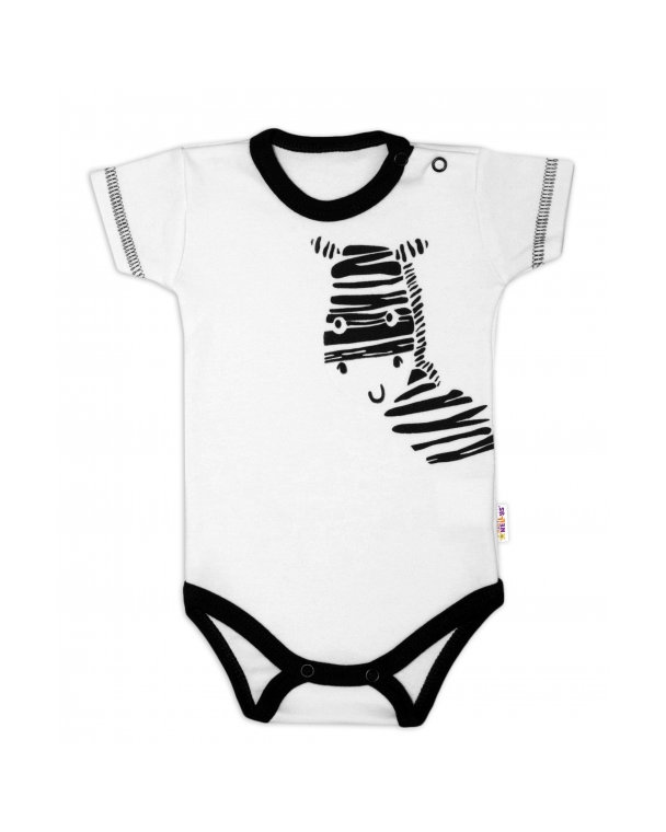 Body krátky rukáv Baby Nellys, Zebra - biele, veľ. 62