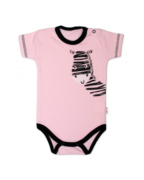 Body krátky rukáv Baby Nellys, Zebra - ružové, veľ. 56