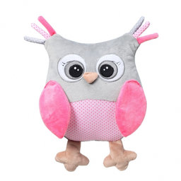 BabyOno Plyšová hračka s hrkálkou Owl Sofia - ružová