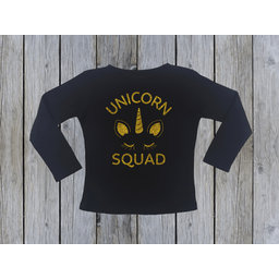 KIDSBEE Dievčenské bavlnené tričko Unicorn Squad - čierne, veľ. 104