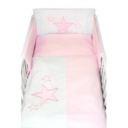 Baby Nellys Mantinel s obliečkami Baby Stars  - ružový, veľ. 135x100cm