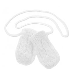 BABY NELLYS Zimné pletené dojčenské rukavičky so vzorom - biele