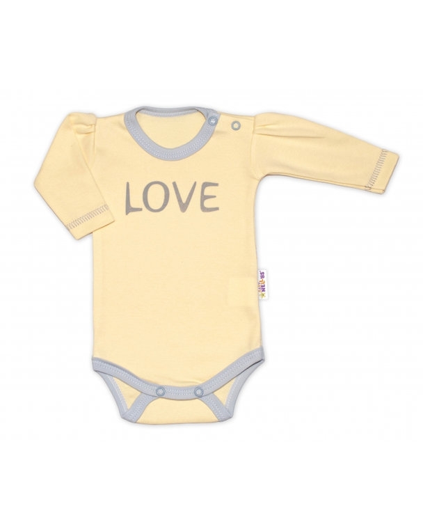 Baby Nellys Body dlhý rukáv Love - žltý, veľ. 56