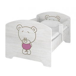 NELLYS Detská posteľ BABY BEAR ružový vo farbe nórskej borovice