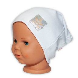 Detská funkčná čiapka s dvojitým lemom - biela, vel. 110