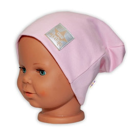 Detská funkčná čiapka s dvojitým lemom - sv. růžová, vel. 110