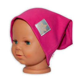 Detská funkčná čiapka s dvojitým lemom - tm. růžová, vel. 110
