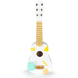 Eco Toys Drevená gitara s geometrickými tvarmi - biela
