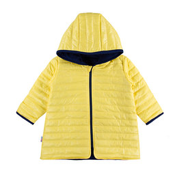 EEVI Detská prechodová, prešívaná bunda s kapucňou - žltá