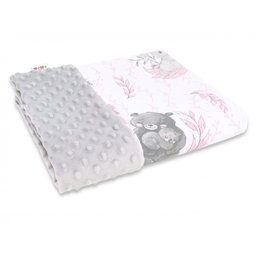 Baby Nellys Bavlnená deka s Minky 100x75cm, LULU natural, růžová, sivá