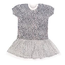 Mamatti Detské šaty s tylom, kr. rukáv, Gepardík, biele vzorované, veľ. 86