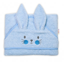 Froté osuška s kapucňou 80 x 80 cm Bunny - modrá, Baby Nellys