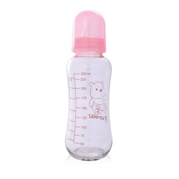 Sklenená fľaštička Lorelli pre dojčené deti, 240ml, pink