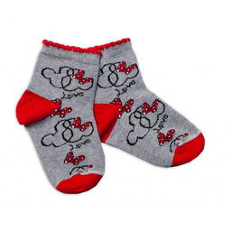 Baby Nellys Bavlnené ponožky Minnie Love - sivé