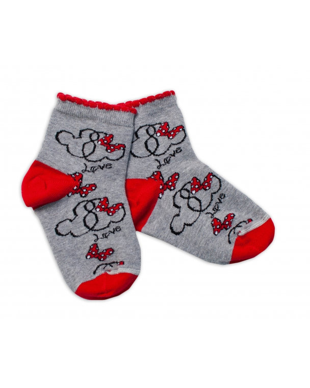 Baby Nellys Bavlnené ponožky Minnie Love - sivé, veľ. 104/116