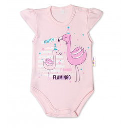 Baby Nellys Bavlnené dojčenské body, kr. rukáv, Flamingo - sv. růžové, veľ. 68
