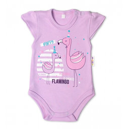 Baby Nellys Bavlnené dojčenské body, kr. rukáv, Flamingo - lila, veľ. 62