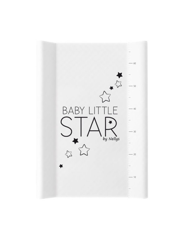 NELLYS Prebaľovacia podložka, mäkká, vyvýšené boky, BABY STAR, 50 x 70cm, biela
