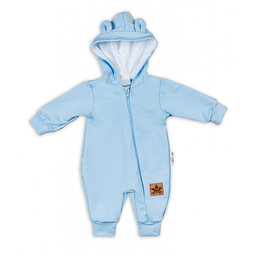 Baby Nellys ® Teplákový overal s kapucňou - sv. modrý, veľ. 62