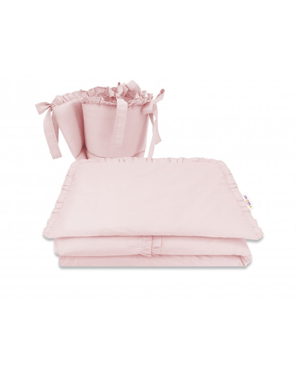 BABY NELLYS 3-dielna sada mantinel s obliečkami, Royal - růžová, 135 x 100 cm