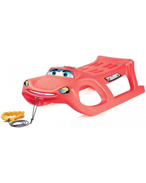 TULIMI Sánky plastové CAR SMILE, 91,3x29,1x44,9, nosnosť 50kg, červené