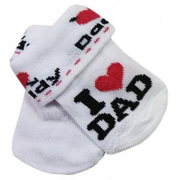 Dojčenské bavlnené ponožky I Love Dad, biele s potlačou, veĺ. 68/74