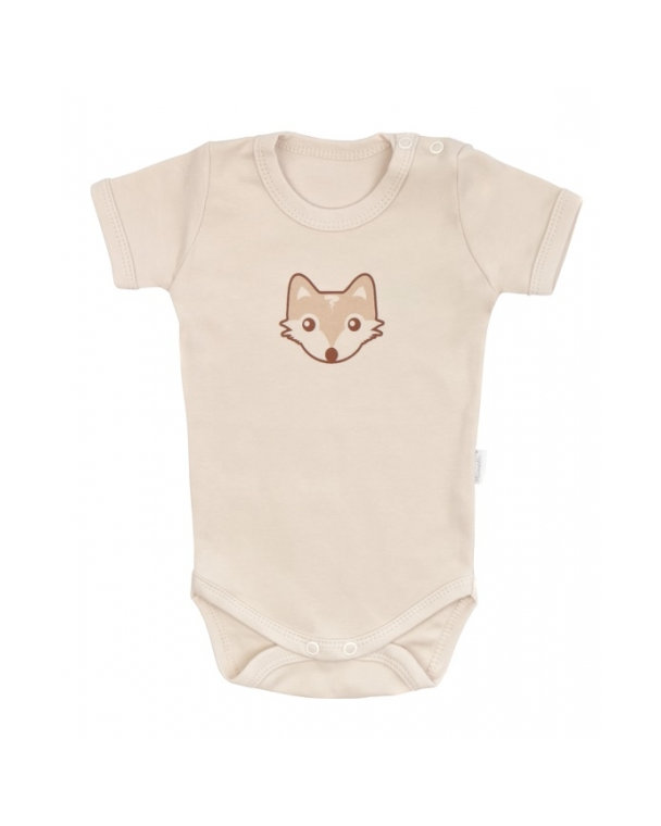 Mamatti Dojčenské body kr. rukáv, Baby Fox - béžová, veľ. 74