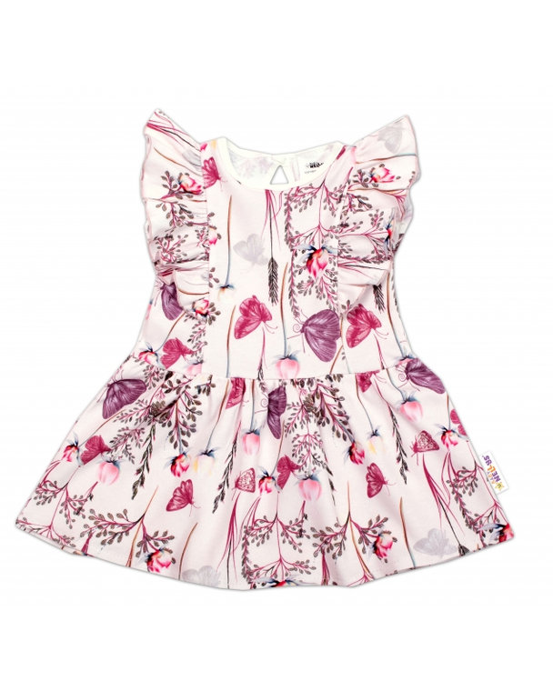Baby Nellys Letné šaty s krátkym rukávom Motýliky - ružové, veľ. 68