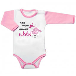 Body dl. rukáv s vtipným textom Baby Nellys, Když nespím já,tak nespí nikdo!, vel.86,holka