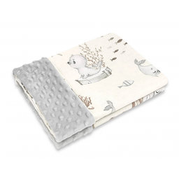 Bavlnená deka s Minky 100 x 75 cm, Uškatec - béžová/šedá