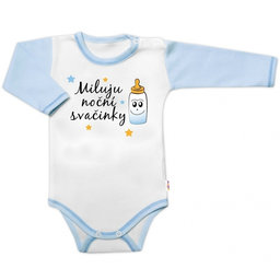 Body dl.rukáv s vtip. textom Baby Nellys, Miluju noční svačinky, vel. 74, chalan