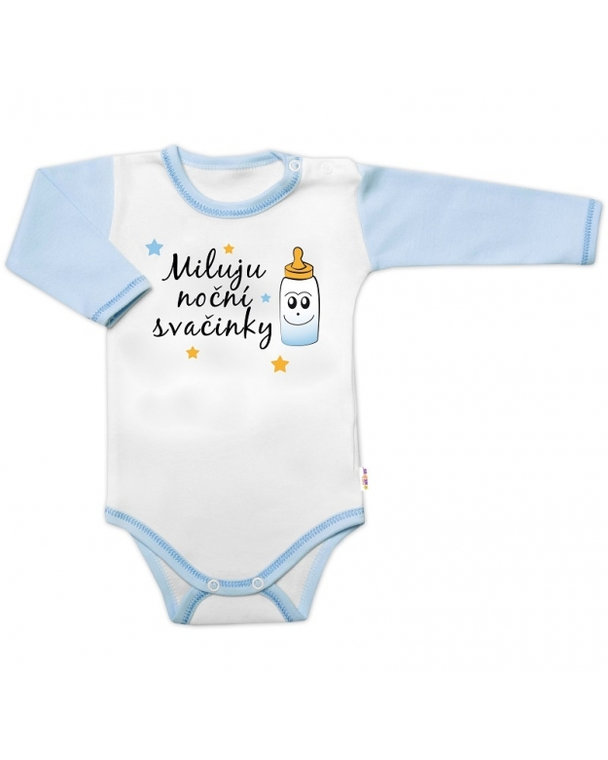 Body dl.rukáv s vtip. textom Baby Nellys, Miluju noční svačinky, vel. 74, chalan