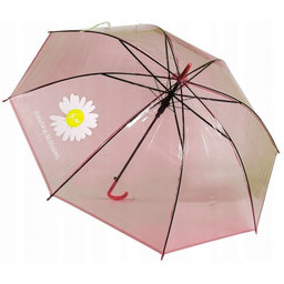 Tulimi Detský priehľadný holový dáždnik Kopretina - ružový