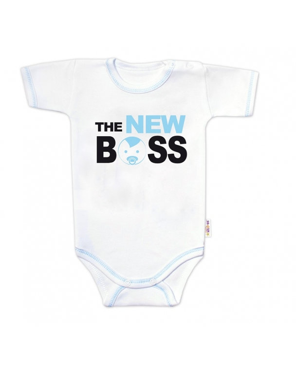 Body krátky rukáv s vtipným textom Baby Nellys, The New Boss, veľ. 80, chalan