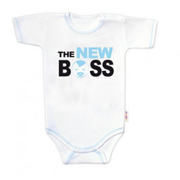 Body krátky rukáv s vtipným textom Baby Nellys, The New Boss, veľ. 68, chalan