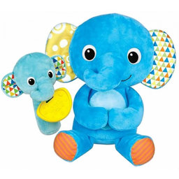 WINFUN Plyšová hračka s hrkálom a hryzátkom Slonia mama a sloník