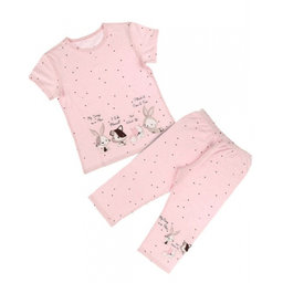 Donella Dievčenské bavlnené pyžamko, kr. rukáv + kraťasky - Cute Animals, růžová, 134/140